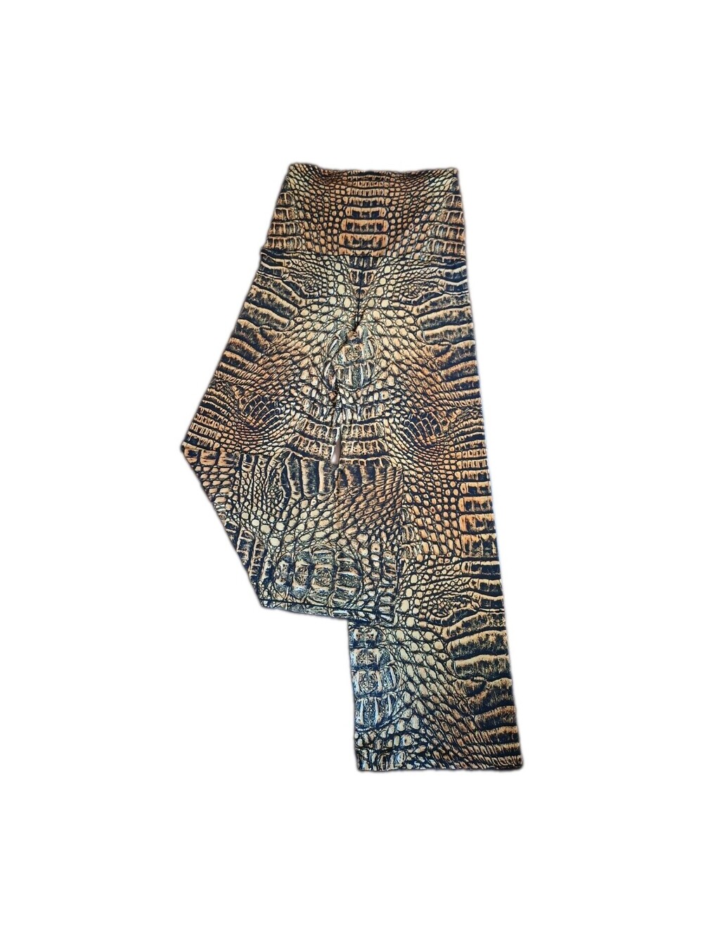Eva Varro Gator Crocodile Print Wide Leg Palazzo Pants Brown Black Women's - L - Picture 2 of 12